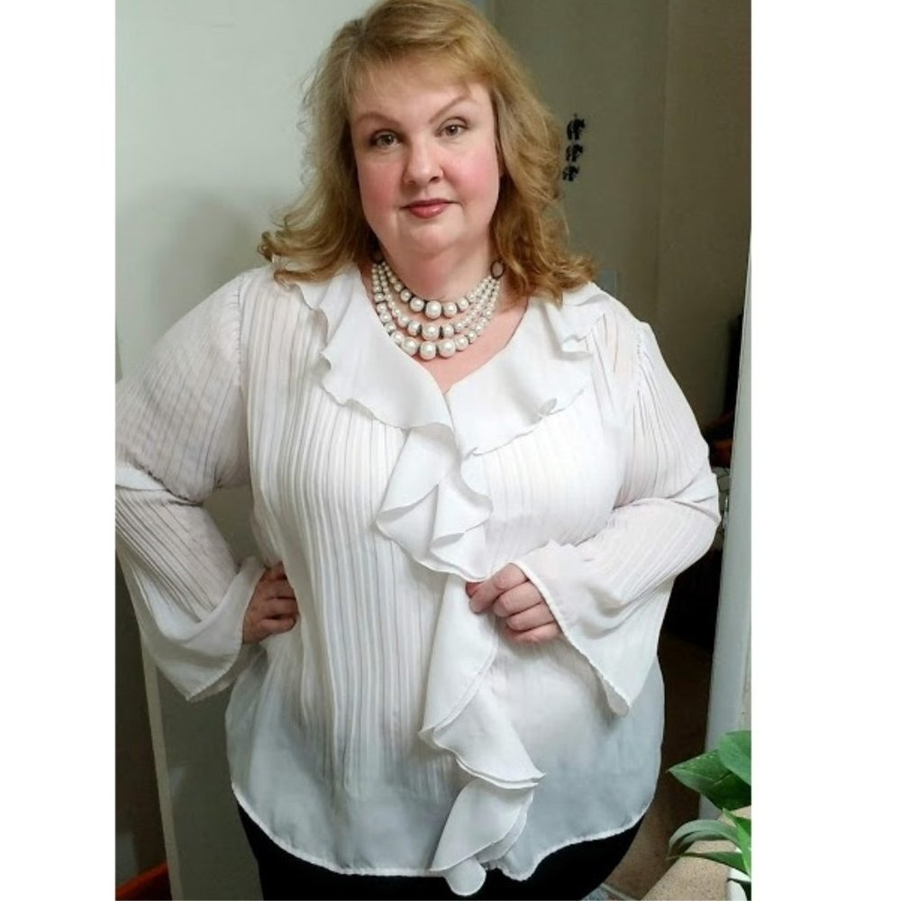 White Ruffle Poet's Shirt Costume Romantic Plus